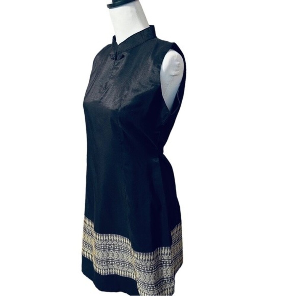 King Thai Silk Black Gold Dress Sz XL - Picture 7 of 13